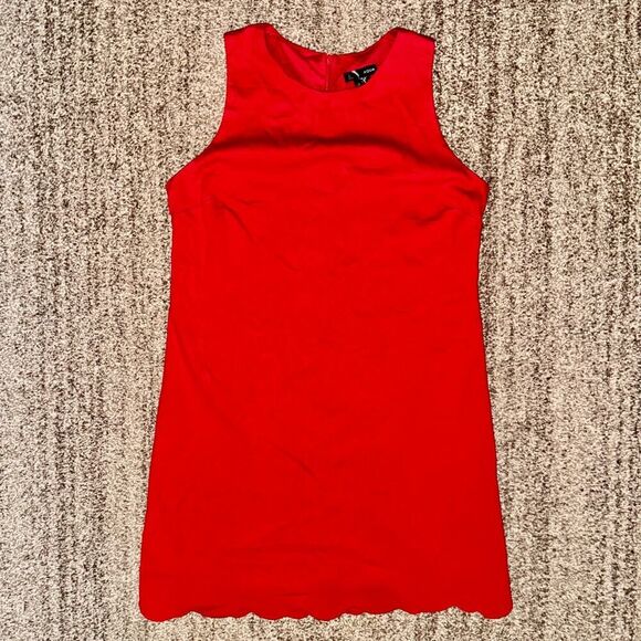 Aqua Women's Sleeveless A-Line Ruffle Bottom Dress in Red Size Large - Picture 5 of 10